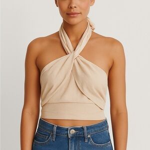 NWT • Cotton Cream Halter Top RW2